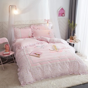 儿童纯棉四件套女孩公主风卡通床单被套三件套床笠男孩全棉床品
