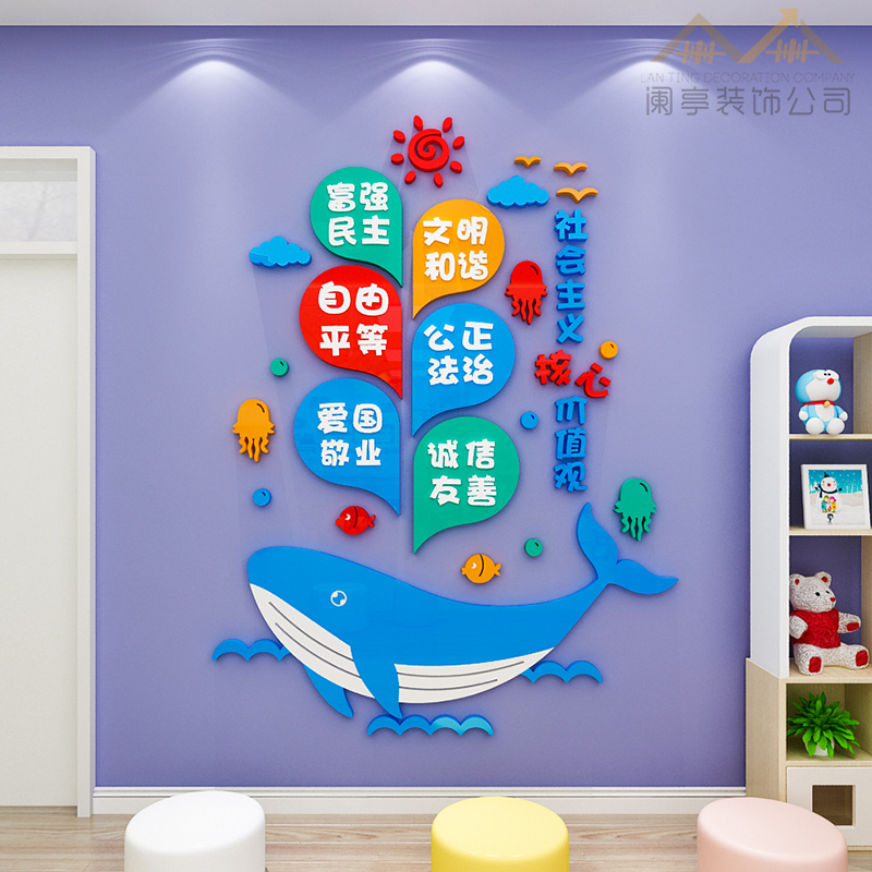 幼儿园环创社会主义核心价值观文化墙贴小学班级走廊过道装饰布置