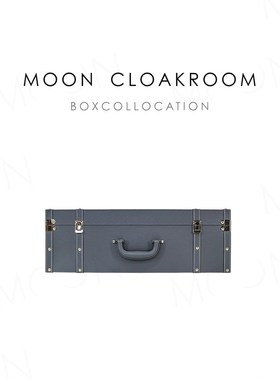 MOON慕空间收纳箱灰蓝色皮五金手提旅行箱行李箱样板房衣帽间柜摆