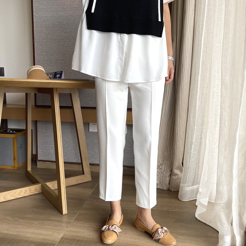 木木崧大码高腰西裤女2021夏季九分薄款直筒宽松烟管裤胖mm休闲裤