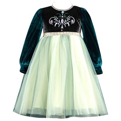 安娜公主裙女童春秋迪斯尼Anna高级感加绒儿童COS生日礼连衣裙冬