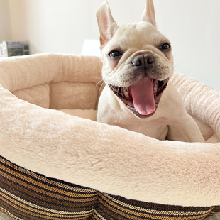 狗窝夏天凉窝半封闭猫窝深度睡眠小型犬四季通用耐撕咬宠物床垫圆