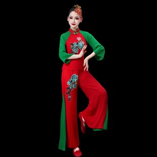 秧歌服女演出服新款套装腰鼓服装中老年扇子舞胶州广场古典舞蹈服