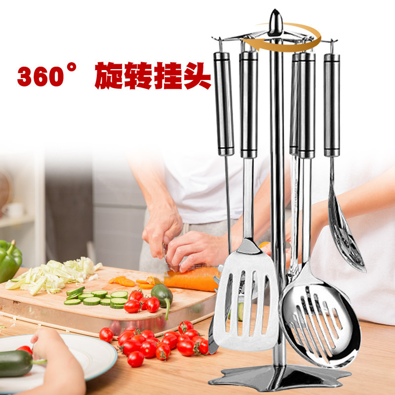 304不锈钢旋转厨具架置物架锅铲汤勺铲子挂架厨房烹饪炊具收纳架