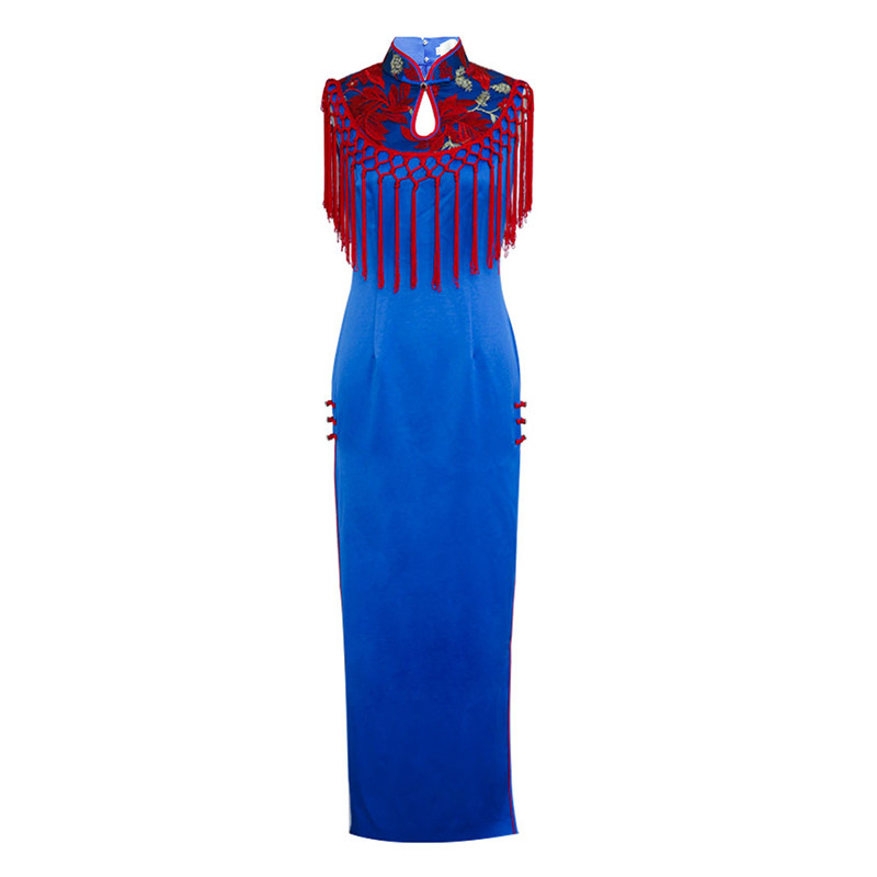 红色流苏旗袍2021年春款新款蚀骨年轻款改良中国风走秀连衣裙