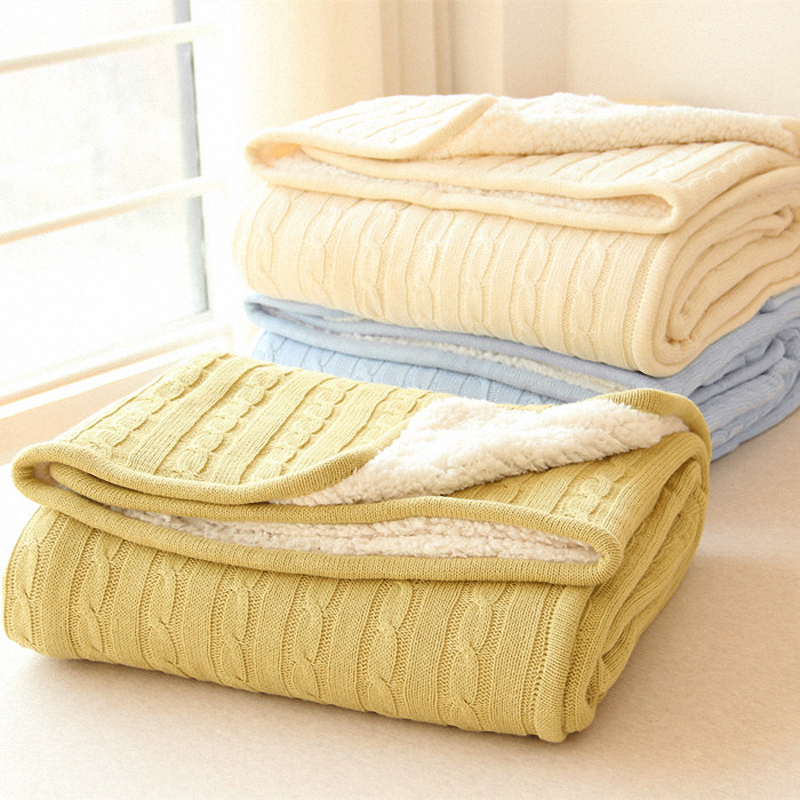 冬季纯棉沙发毯办公室午休毯子保暖针织床上毛毯加绒加厚休闲盖毯