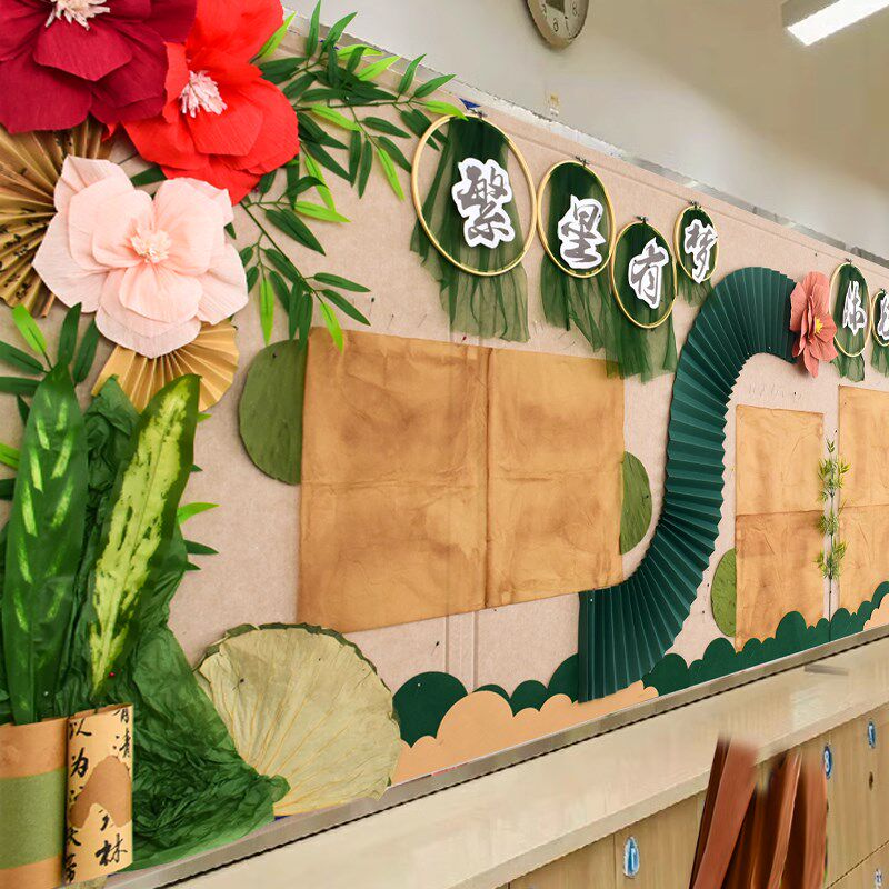 立体中式国风墙面墙饰贴幼儿园小学展示栏黑板报组合文化环创材料