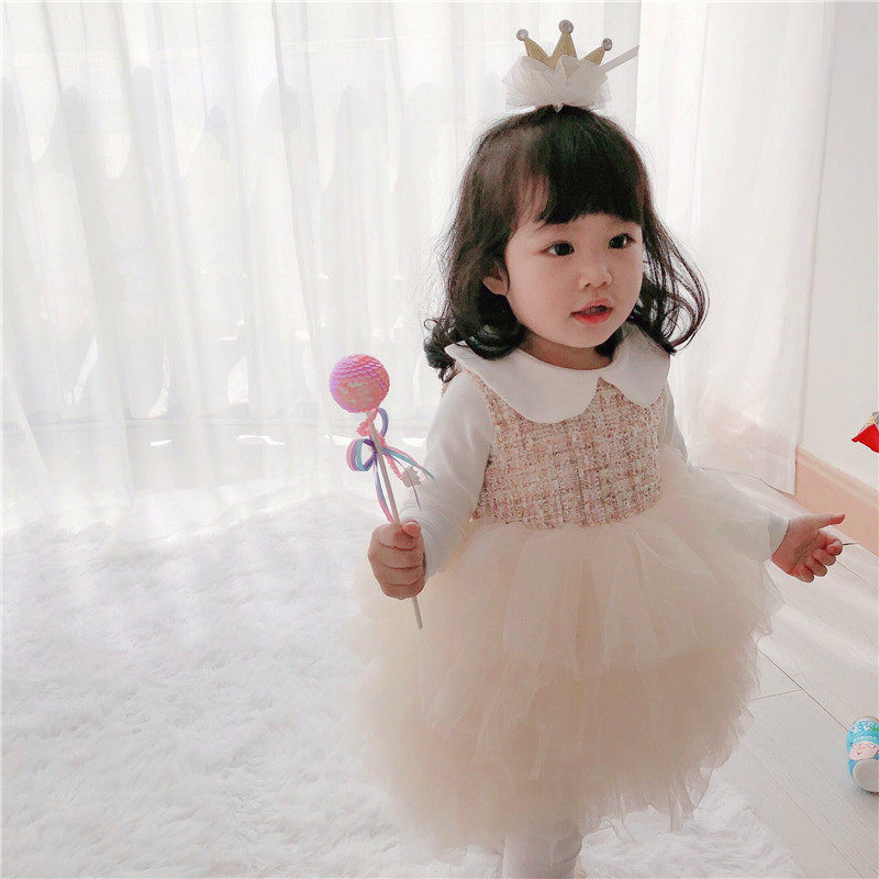 宝宝周岁礼服女婴儿生日公主裙春秋女童网红套装洋气蓬蓬纱小裙子