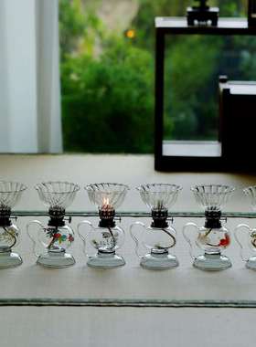 款红明清89rui89r玻璃台故宫新中新式家用复烛古礼佛蜡烛底座摆件