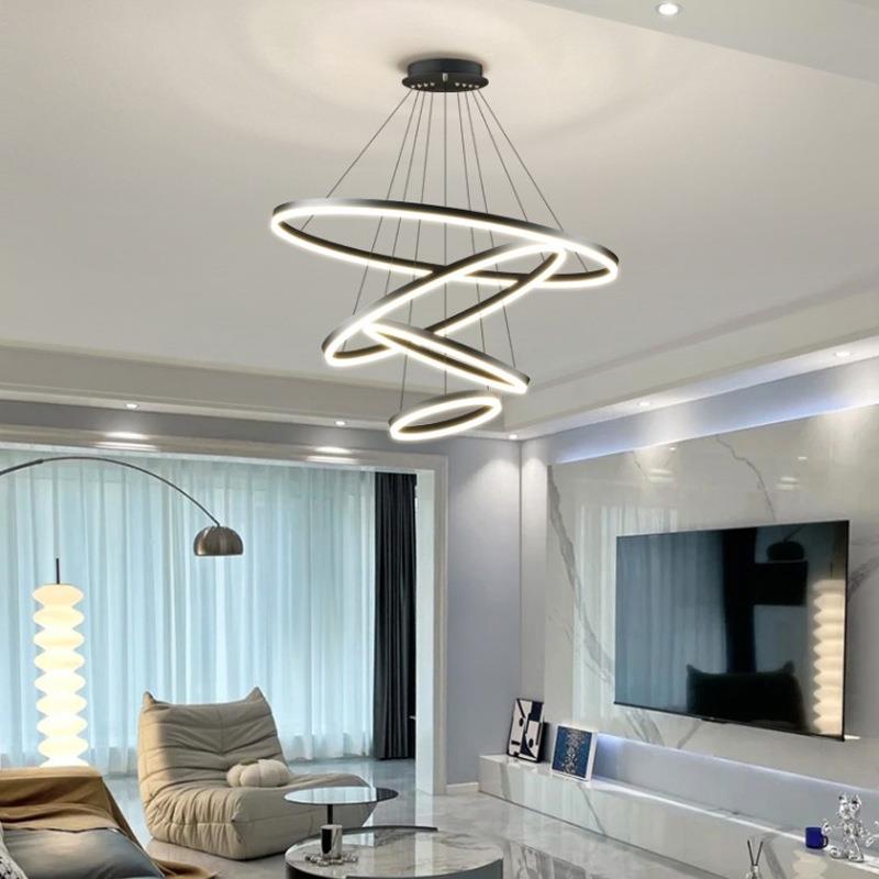 客厅吊灯现代简约大大气2025餐年新款广东中山环圆形挑28高厅灯具