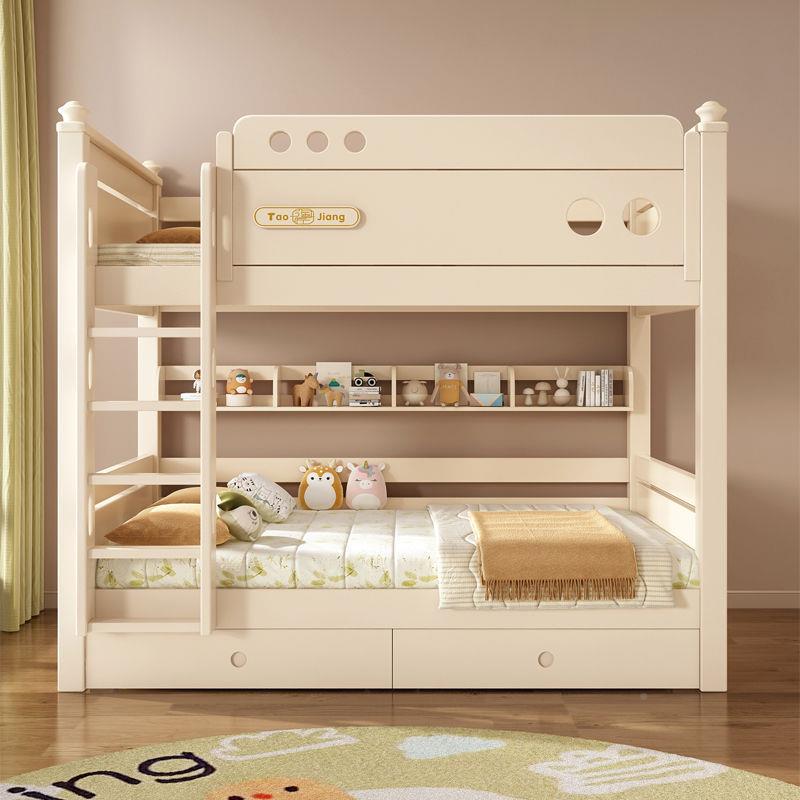 奶风全实木层527床樱桃木型上下铺双层小户高双低子油母床