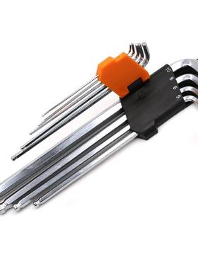 WEWD258BD8钢9件套公制特长球头内O六角扳手套装铬钒钢工具WD制25