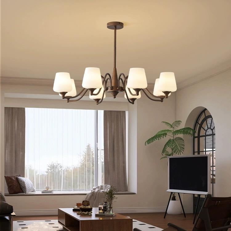 中创古客厅996玻璃装饰吊灯厅意复古餐大厅灯主美式铁艺卧室led灯