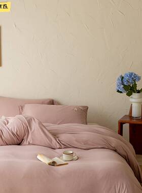A类磨毛全棉0件四套纯棉4约支简风纯色双拼单被套zjf45645枕套三