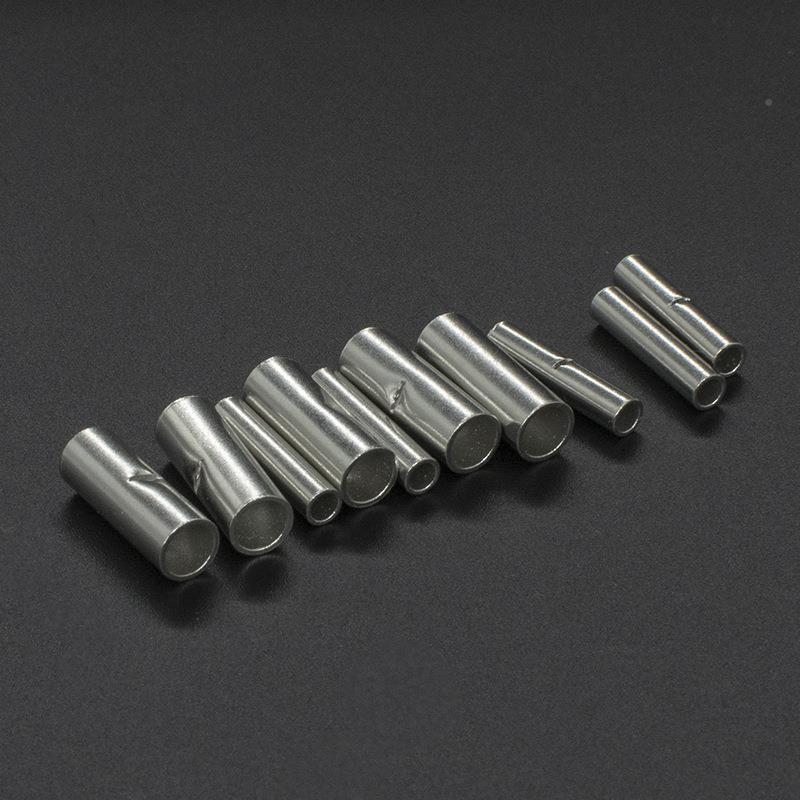 冷压端子B10.12N5紫铜00个中间裸接头接线端子铜鼻子铜管TBN1.25L