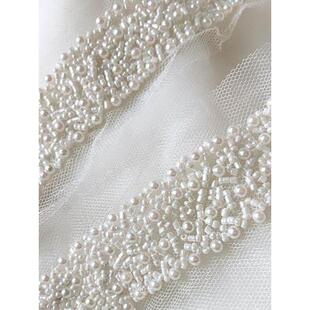 乳白色1.8码长串珠花边配件手工DIY服装领腰带脖子项炼装饰材料配
