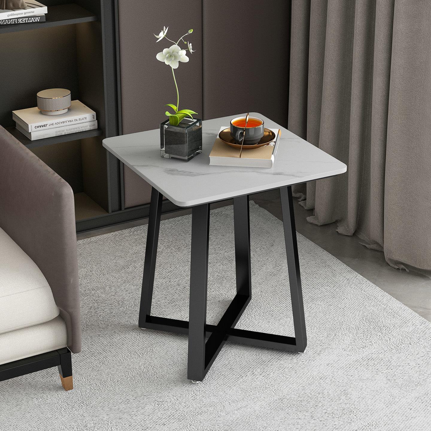 2025新款岩板沙发边几双层方形小茶几可移动茶水边柜置物架高级感