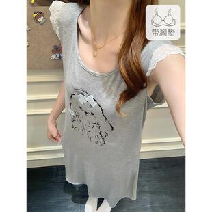 莫代尔棉绸睡裙女款2025新款夏季可爱带胸垫吊带背心睡衣家居裙子