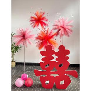 模拟白天烟花装饰婚礼气氛背景婚礼房间布置布景婚礼现场订婚宴会