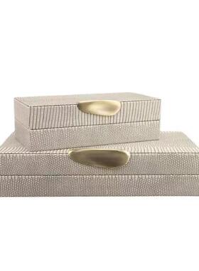 现代简约创意皮革收纳盒摆件家居样板间衣帽间化妆台首饰盒装饰品