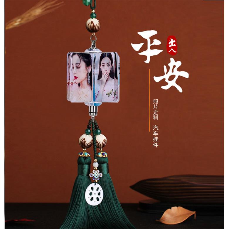 汽车挂件照片定制车内吊饰男女车载手工吊坠保平安高档水晶相片
