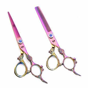 消防员当地大亨金色理发剪刀刘海平剪稀疏牙齿发型师发廊理发剪刀