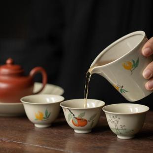 功夫茶具配件茶海单个小分茶器 复古草木灰色釉陶瓷公道杯家用中式