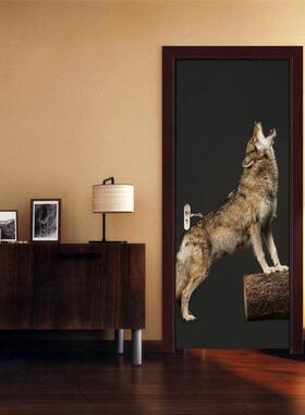巨M325创C境货源PV贴纸3D跨自粘门贴客厅代装饰现狼