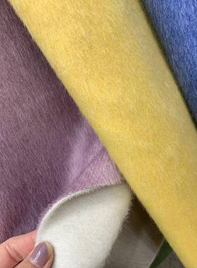 2P025双面双QDA羊驼绒色面料ALAA高端阿尔巴卡白色长毛呢料C羊毛