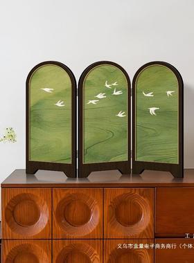 中风复桌面屏风摆件装F98HH8SJ饰画关绿色古客厅电视柜摆画玄柜中