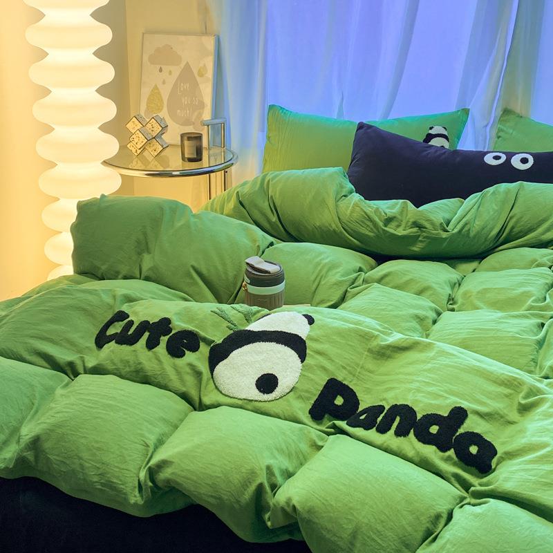 2025款毛床品四件套水洗棉巾绣床新单笠套被4床上WZ1000三件套学