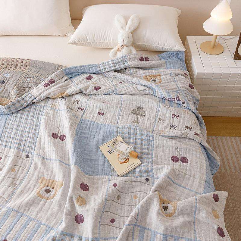 2025爆款四层全棉纱布毯盖0毛巾被毯被子芯aQRGRFzd20*230格子熊