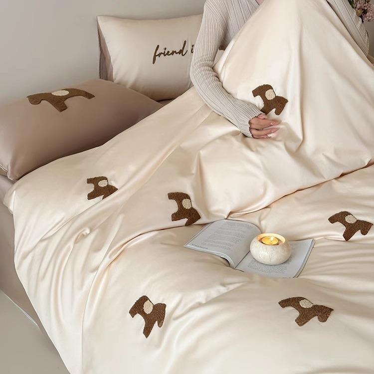 全棉毛巾绣100四约支长绒棉床单件套被套简卡通YLS-2024上儿童房1