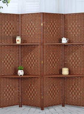 现代简yh-2001约木屏风关隔断墙厅酒实店藤编折屏客移动隔断墙屏