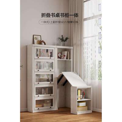 桌折叠书架桌书柜一体学角习LZM桌转书拐角家用电脑实木小户型儿