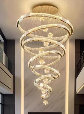 复后式EVR楼中空客厅吊灯墅水厅晶灯现代轻奢客大灯别挑空大堂吊