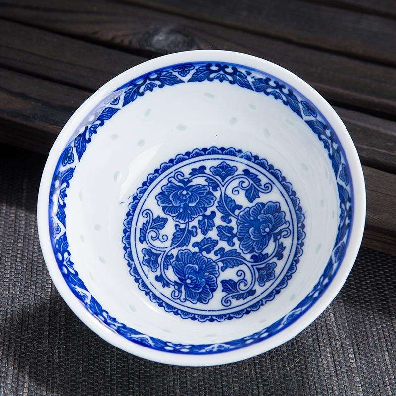 高温德镇青花玲F7669H7S古珑碗家用米饭碗汤碗中小式复风釉下彩套