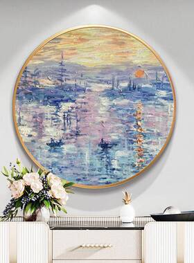 莫奈日02208出纯手绘油画廊入户玄关装饰画代走过道挂轻现奢风景