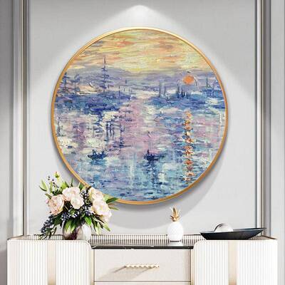 莫奈日02208出纯手绘油画廊入户玄关装饰画代走过道挂轻现奢风景