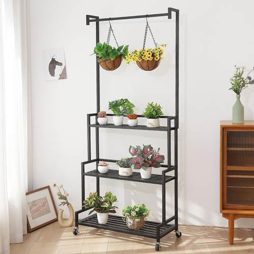 花架多层架置物室内户庭院落地ANS阶梯式带可轮移动外铁艺花架子