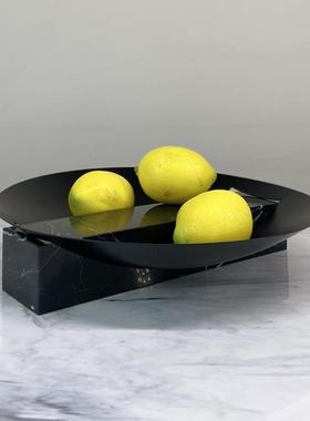 简约现代黑大几何果盘收纳盘色创意理水果盘客厅石茶几GAT餐桌托