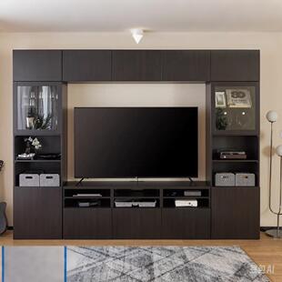 电视柜玻璃橱柜BESTA贝达现代简约电视柜子组合视听设备储物收纳