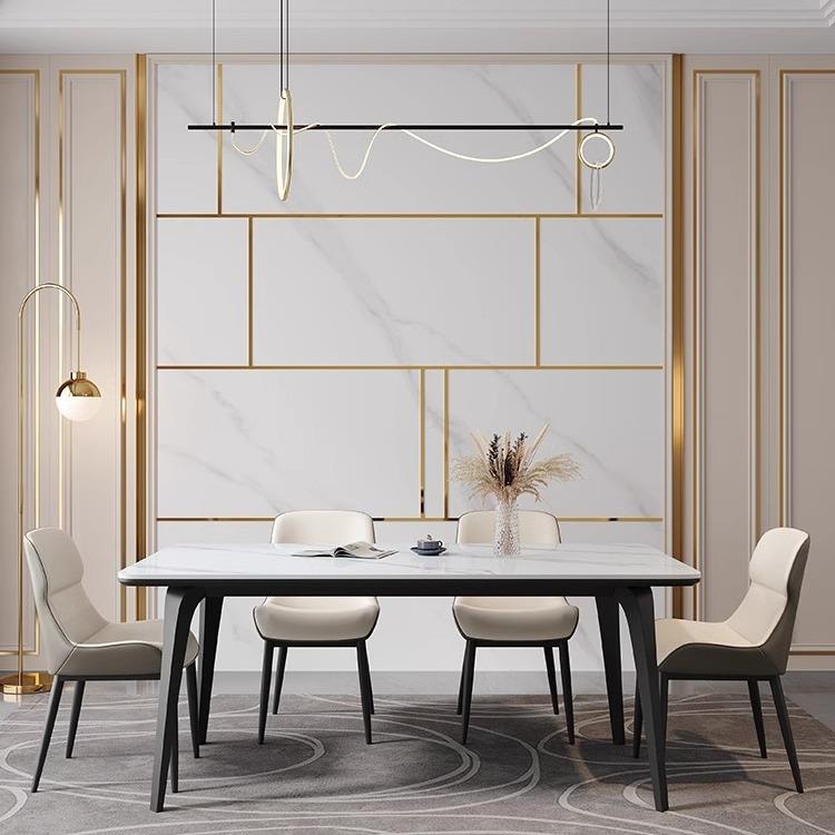 意式奢板餐椅家用桌TCJ-02小户岩型轻现代简约长方形饭桌大象腿岩