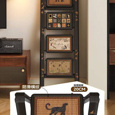 中古风梯家复用折叠伸缩古小子梯子梯便携人字凳85003梯室内加厚