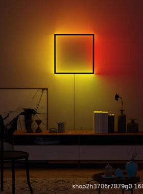 智能跑马幻彩卧室形空心实心壁灯内JOJ遥RG室B现代装饰方LED控墙