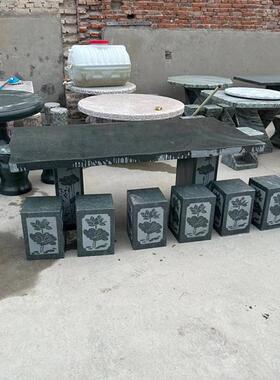 石石凳家用然岩花岗长方形223514石头桌子庭院一套天别墅桌花园室