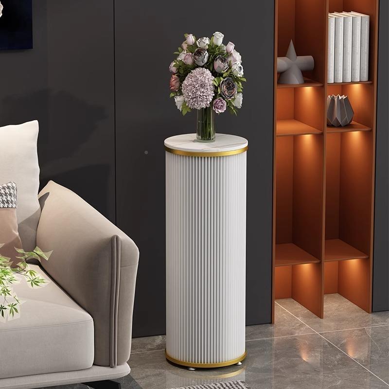 网红岩板花落架用地式轻奢客厅家装饰电视BRL旁形圆新款花架子置