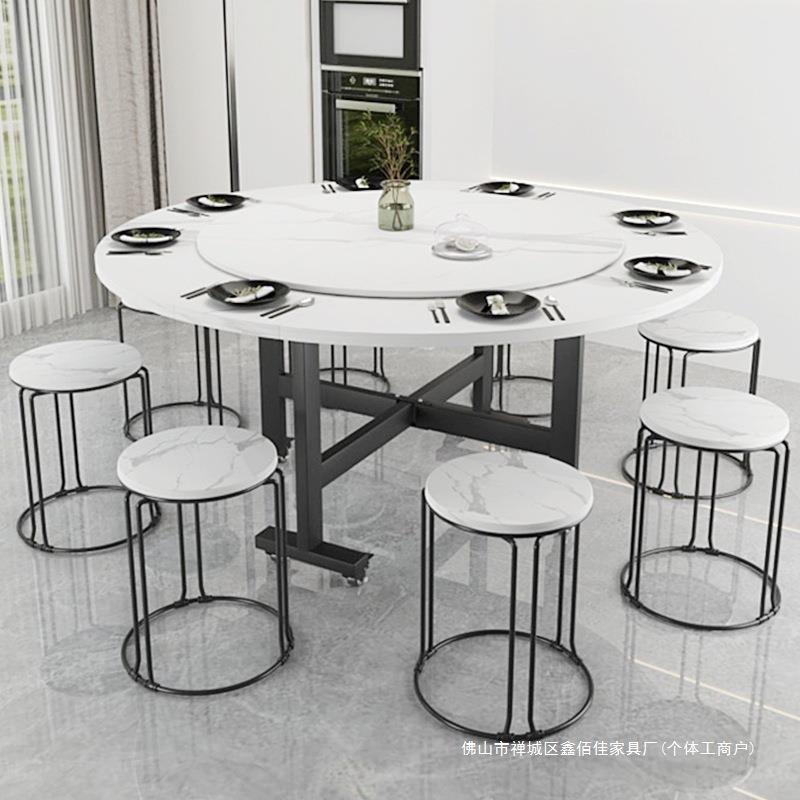 8桌-10人大圆桌小户型简家用可折叠移动餐折桌三叠可移BFS动易吃