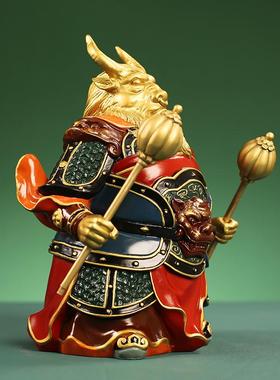 新SQX中式牛魔王彩铜绘摆件居客厅玄家关酒柜摆设办公室肖牛装生