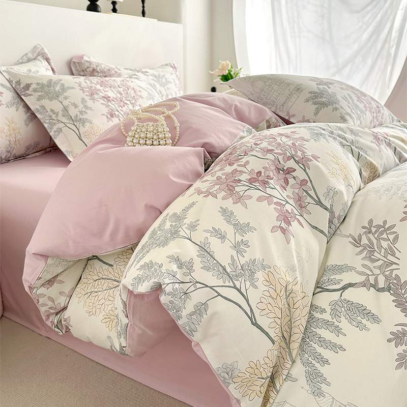 全棉长绒棉四件套纯棉高支密数码印亲肤细腻纯棉被套四件套裸睡